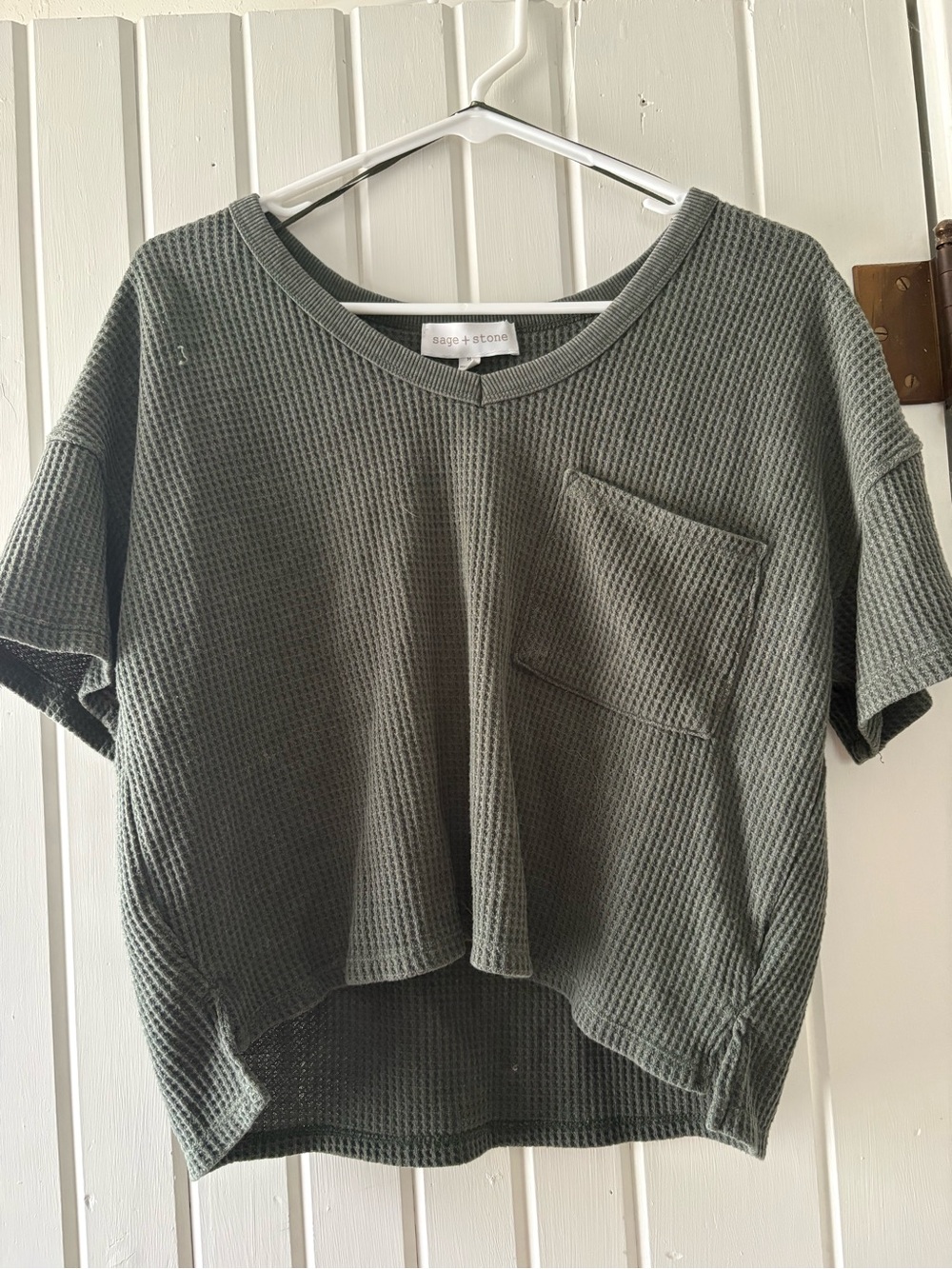 Sage + Stone Olive Short Sleeve Waffle Pocket Tee